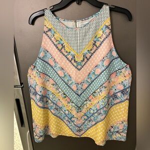 Antibes Blanc Multicolor Pastel Sleeveless Women Blouse Size L
